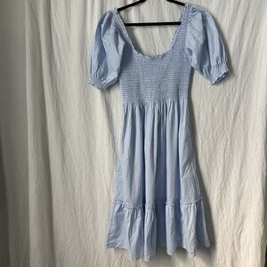 NEW Hill House Louisa Nap Dress Hydrangea Gingham Blue Small 100% Cotton